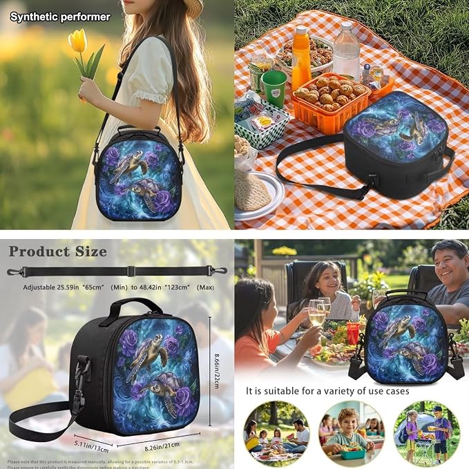 Sea Turtle Backpack Set for Boys Girls, 4PCS Blue School Backpack with Lunch Box & Pencil Case, 17 Inch Lightweight Elementary Bookbag for Kids Ages 6-10