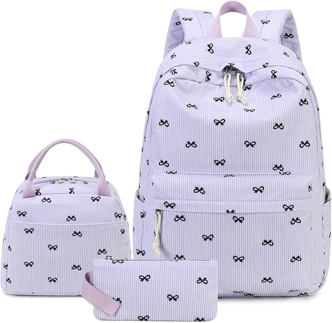 LEDAOU Kids Backpack for Girls Backpacks with Lunch Box, Lightweight Bookbag Set Elementary Middle School Back pack for 8-14