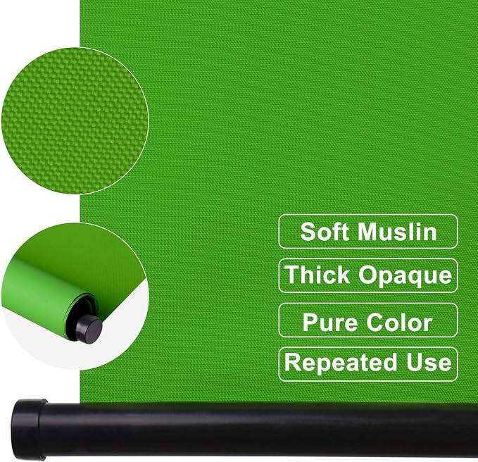 EMART 75 x 79in Retractable Green Screen, Chroma Key Panel Pull Down Auto-Locking and Self-Rewinding, Collapsible Wrinkle-Resistant Chromakey Backdrop for Zoom, Streaming, Photographic Studio
