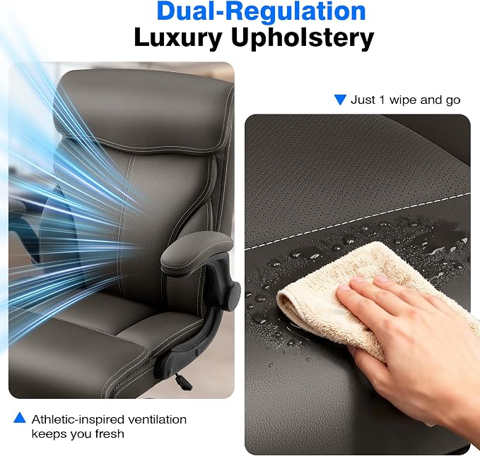 AreShark Leather Office Chair - Executive High Back Ergonomic Desk Chairs | Breathable Computer Chair with Lumbar Support & Rock Function, Rolling Swivel Seat for Working, Studying, Gaming & Relaxing