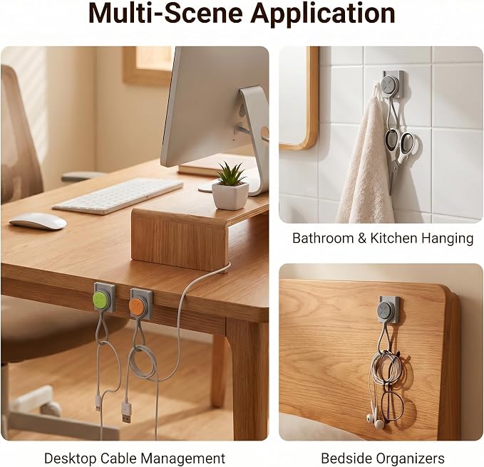 Magnetic Cable Organizer Starter Kit with Magnetic Cable Clips and Reusable Silicone Ties, Modular Storage System for Cords, Keys, Earbuds and Food Bags