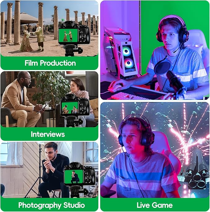7.87x13.12ft Portable Green Screen Backdrop Kit, Large Collapsible Greensceen Photography Background with Heavy Duty Stand for Parties, Photo Studio Video Shooting, Live Streaming, Keying, Stage