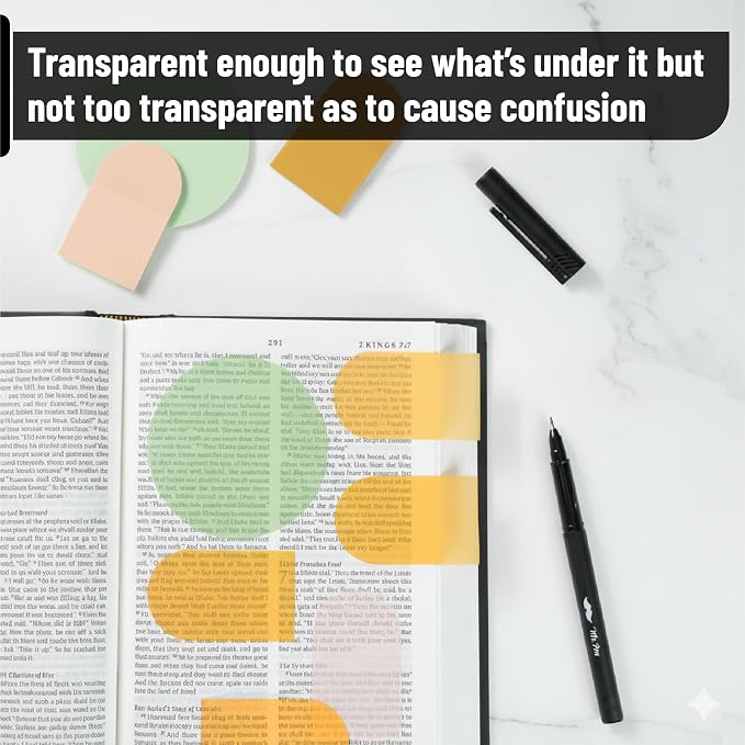 Mr. Pen- Transparent Sticky Notes Set, 150 Sheets | Transparent Sticky Notes with Black Fineliner Pen for Bible Study, Office, School, Planning, Journaling & Organization