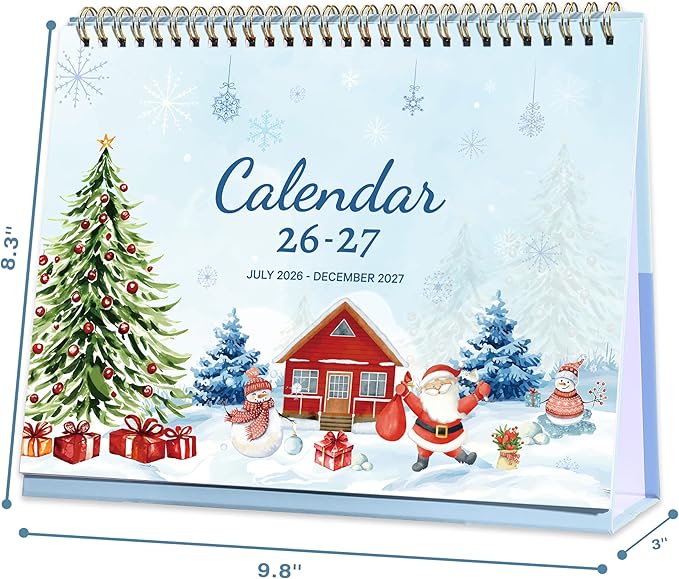 Desk Calendar 2026-2027 - 18 Months Desktop Calendar 2026-2027, July 2026 - December 2027, 10'' x 8.3'', Standing Flip Desktop Calendars for Office, Home, School