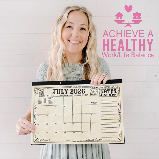 Hadley Designs Large Teacher Desk Calendar 2026-2027 - Desktop Calendar 2026, 18-Month Desk Calendars for Home, Office & Classroom, Cute Classroom Must Haves, Back to School Teacher Gifts