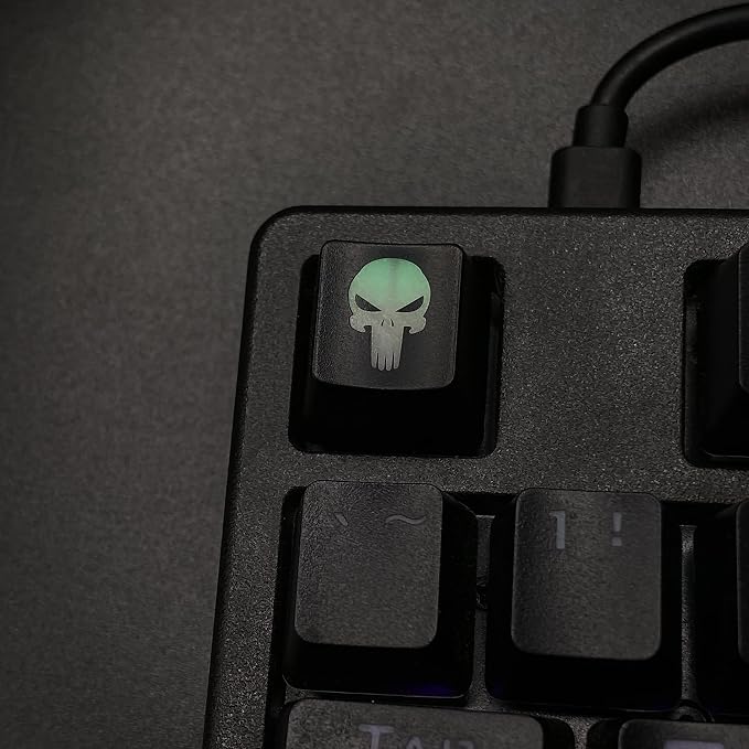 BTXETUEL Skull Backlit Artisan Keycaps for Cherry MX Mechanical Keyboard, SA Profile, ABS Translucent Backlight (Skull 2)