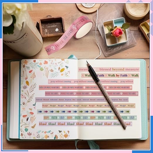 24 Rolls Back to School Christian Washi Tape Gifts Bulk Graduation VBS Religious Scripture Pastel Bible Verse Washi Tape for Bible Journaling Crafting Students BibleStudy Stationery