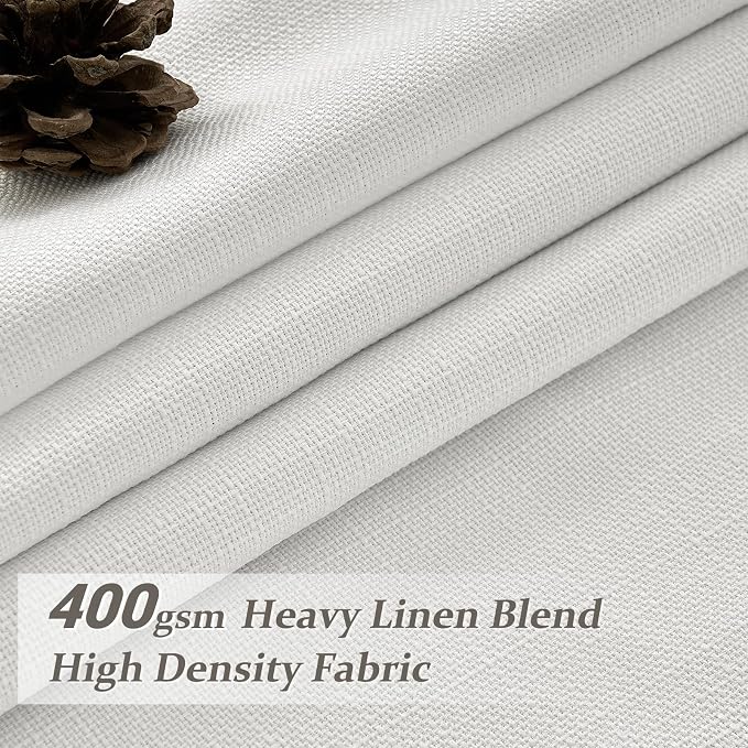Unique Pure White Double Layer Thick Linen Blackout Large 105 Inch Curtains for Office 2 Panels Set, Memory Shape Pinch Pleat Thermal Room Darkening Decorative Windows Curtain & Drapes 8-3/4 FT Length