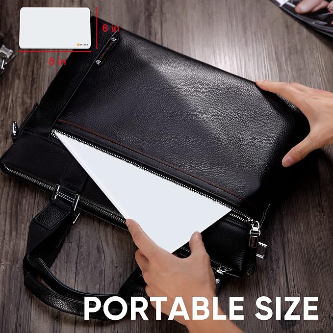 SELEAD Small Dry Erase White Board - 8"x6" Handheld Desktop Glass Clipboard with Pen Holder, Memo Note Whiteboard for Home Office, Reusable Tabletop Writing Teaching Pad