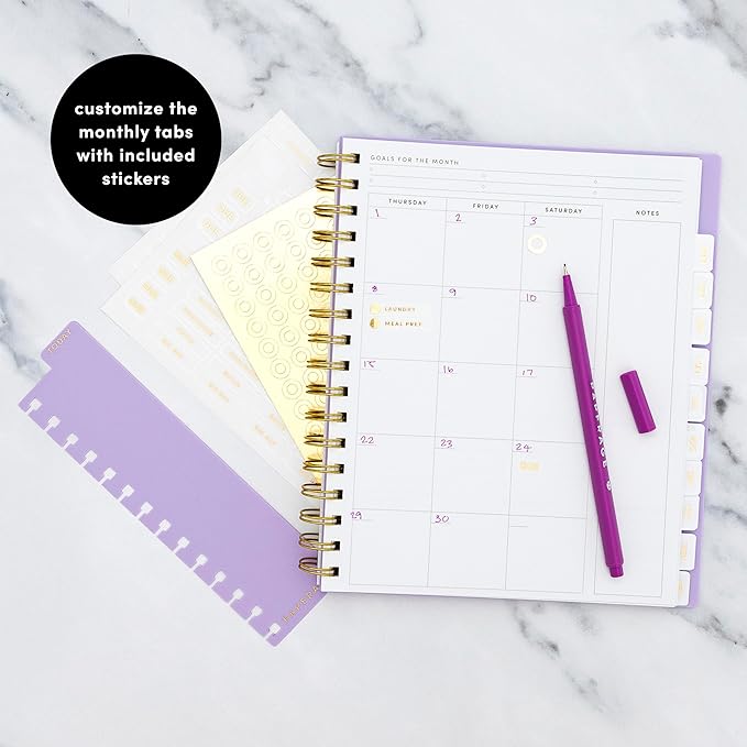 PAPERAGE Undated 12 Month Weekly & Monthly Planner with Durable Cover & Spiral Binding, 7.5 in x 9 in, Productivity Planner with Note Pages, Goals & Budget Trackers, Stickers & Bookmark (Slate)