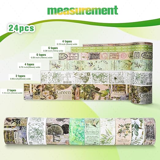 24 Rolls Vintage Washi Tape Set, Floral Decorative Masking Tape for Scrapbooking Supplies,Junk Journal,DIY Art Crafts,Planners and Gift Wrapping(Secret Garden Series)