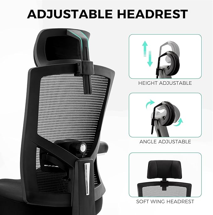 Big and Tall Office Chair 700lbs with Ergonomic W Wide Thick Seat Cushion, Oversized Mesh Desk Chair with Adjustable Lumbar for Heavy People, Computer Chair with 4D Armrest Headrest