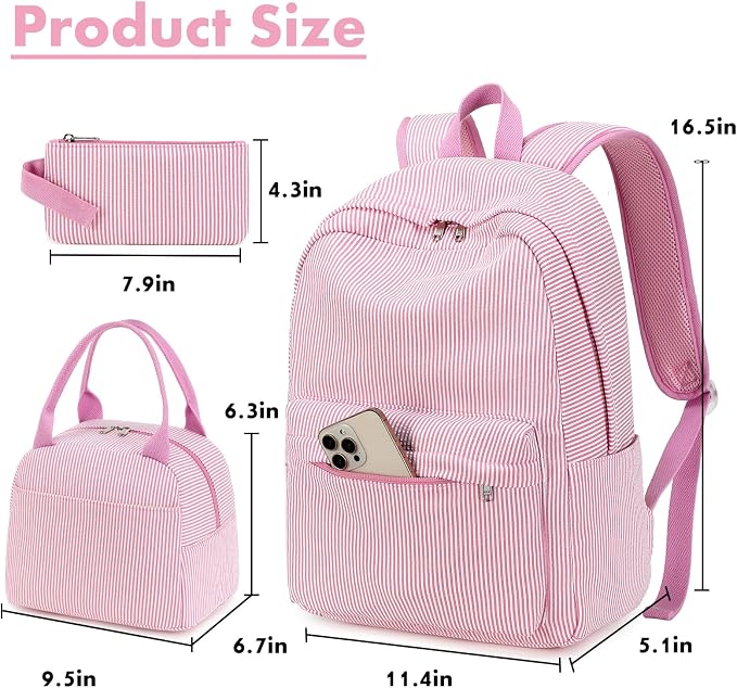 Bluboon Teen Girls School Backpack Kids Bookbag Set with Lunch Box Pencil Case Travel Laptop Backpack Casual Daypacks (Beige bow tie)