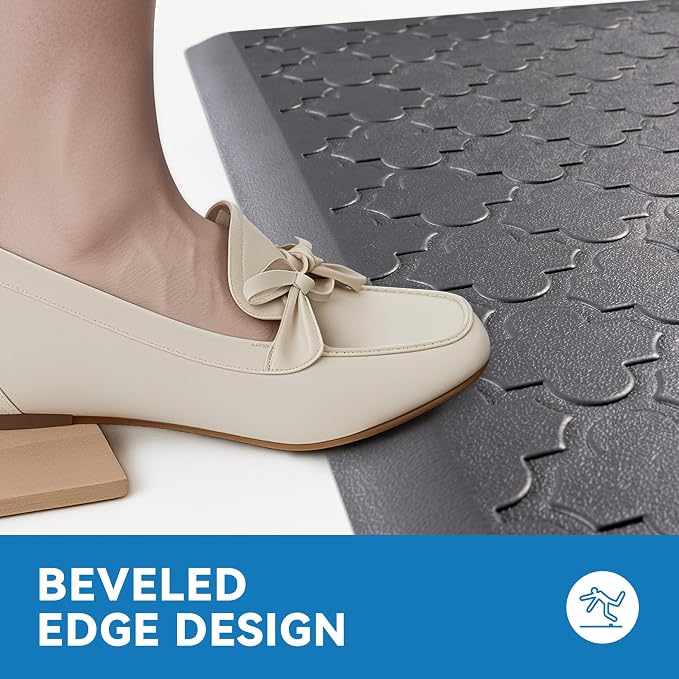 Kitchen Mat Cushioned Anti Fatigue for Floor, Non-Slip Waterproof Comfort Rug for Kitchen Sink, Standing Desk & Laundry, 17.3"x39", Grey