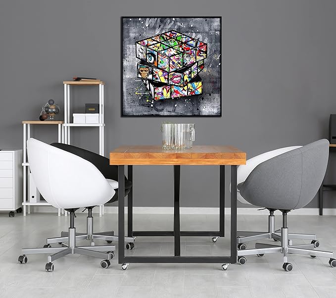 Banksy Wall-Art for Office - Framed Wall Art for Living Room - Large Abstract Wall Decor Ready to Hang Size 30"x 30"