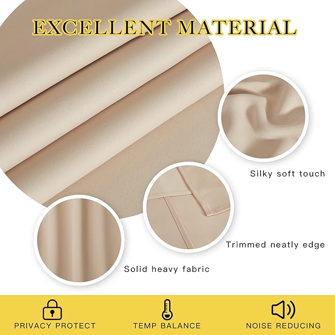 NICETOWN Room Darkening Window Shade and Blind - (Biscotti Beige Color) Light Reducing & Privacy Protection Blackout Short Curtain/Drape/Drapery for Kid's Bedroom, 52x63 inches, 1 Piece