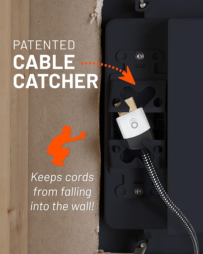 ECHOGEAR TV Cord Hider for Wall Mounted TV with 2X AC Outlets & 2X USB-A Ports - Hide Power Cables & Low Voltage Wires Behind The Wall - Includes Template, Saw, & Low Profile Extension Cord - Black