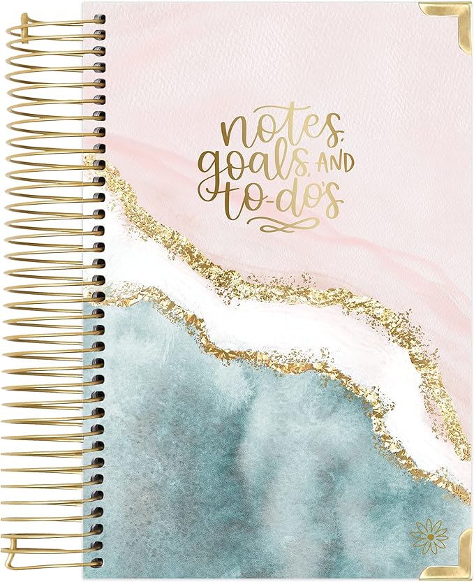 bloom daily planners New Undated Bound To Do List Notebook - Hardcover Spiral Page A Day Daily Planner with Task & Appointment Tracking - 8.25" x 6.5" - Daydream Believer