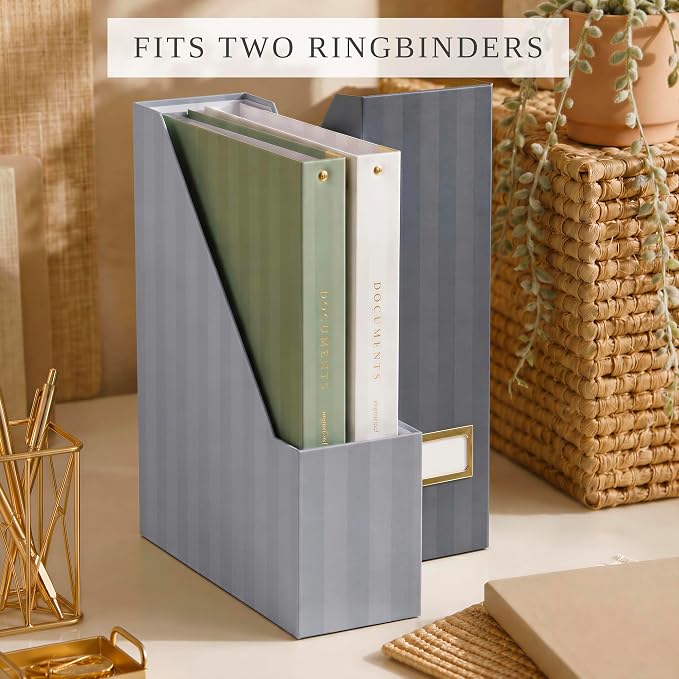 Beautiful Magazine Holder Set of 3 - Sturdy File Holder to Organize Your Desk or Shelves - The Perfect Office & Work Storage to Effortlessly Arrange Your Paperwork, Files, Magazines, Books or Binders