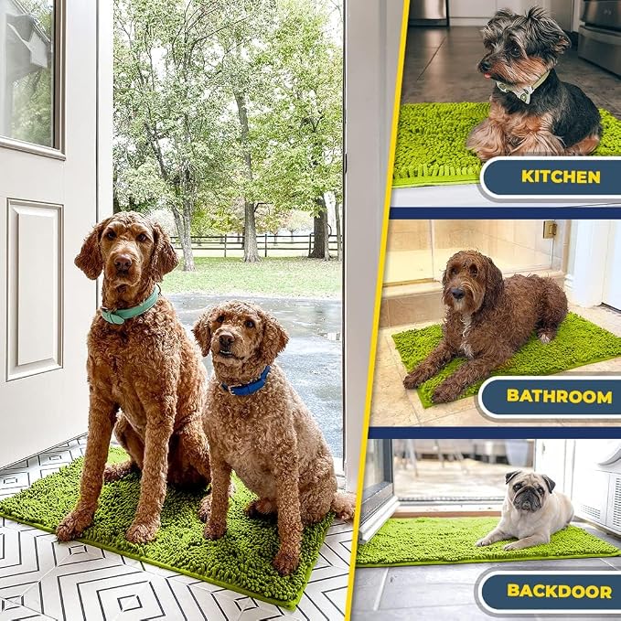Muddy Mat® | Super Absorbent Door Mat Indoor, Microfiber Quick Dry Chenille Entryway Rug, Non-Slip Front Door Mat, Indoor Mats for Entryway, Machine Washable Pet Rug, Spring Green 20" x 48"