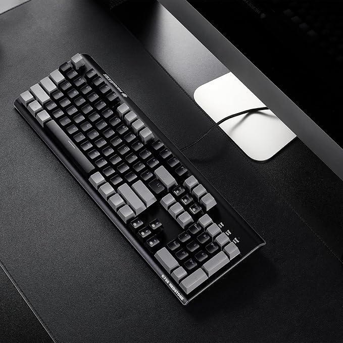 Hexgears GK735 Wired Full Size Mechanical Keyboard, Aluminum Housing Built for Gamers w/Kailh Box White Switch, White Backlit + Surrounded by RGB Light Strip, 104 Keys Gaming Keyboard for PC/Mac