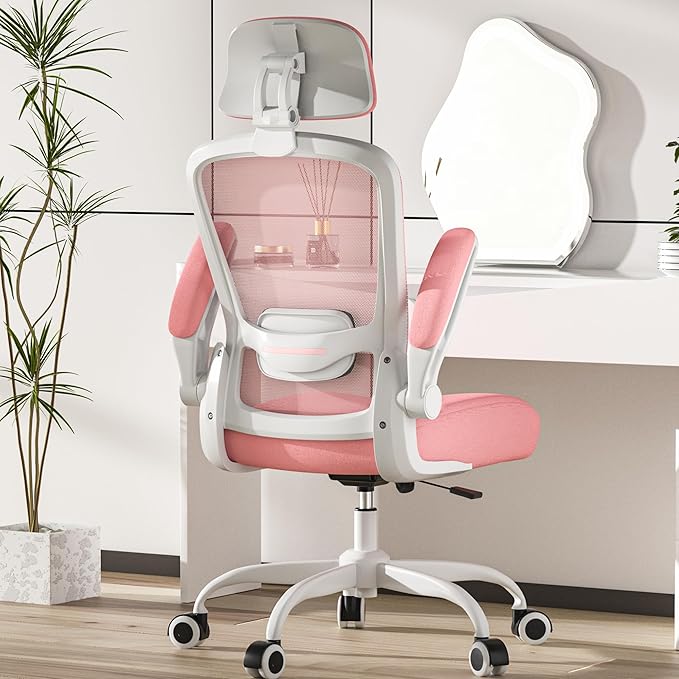 Mimoglad Office Chair, High Back Ergonomic Desk Chair with Adjustable Lumbar Support and Headrest, Swivel Task Chair with flip-up Armrests for Guitar Playing