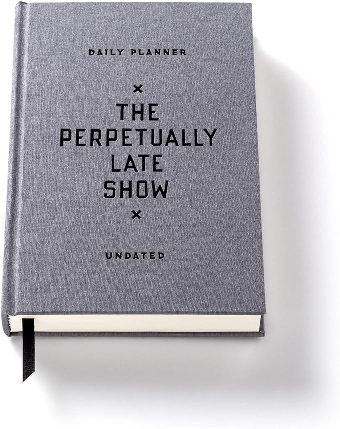 Brass Monkey Perpetually Late Undated Planner, 6” x 9” – Daily Planner with 366 Days (336 Pages) – Random Holidays and Fun Added In – Mini Planner with Bookmark Included