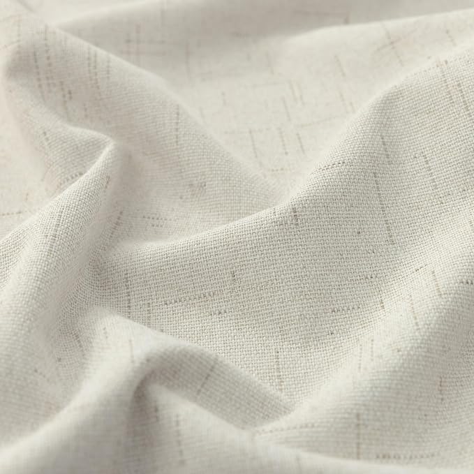 KOUFALL Cream Beige Back Tab Linen Blackout Curtains for Kitchen 36 by 45 Inch Length