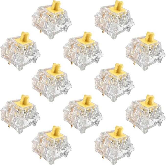 Zhouwang Crystal Yellow Switch Mechanical Keyboard Replacement,3 Pin Linear/Accurate Typing/Dustproof/RGB Transparent Gaming Keyboard Switches(108Pcs)