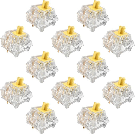 Zhouwang Crystal Yellow Switch Mechanical Keyboard Replacement,3 Pin Linear/Accurate Typing/Dustproof/RGB Transparent Gaming Keyboard Switches(90Pcs)