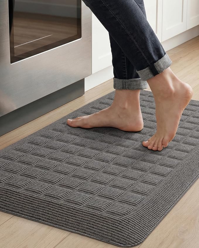 Color&Geometry Kitchen Floor Mat 20x32 Extra Thick Anti Fatigue, Grey | 0.9in High Dense Foam Mat For Standing Comfort,Easy Clean,Stain Resistant,Beveled Safe Edges,Stress/Pian Relief,Foot Rest
