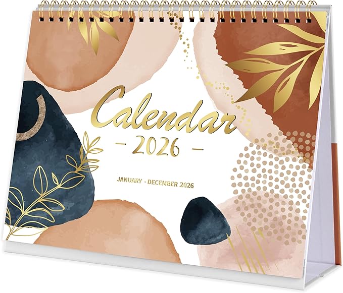 2026 Desk Calendar - Standing Flip 2026 Desktop Calendar from Jan 2026 - Dec 2026, 10" x 8.3", Memo Pages, Stand up Desk Calendar with Strong Twin-Wire Binding, Blank Blocks, Premium Paper