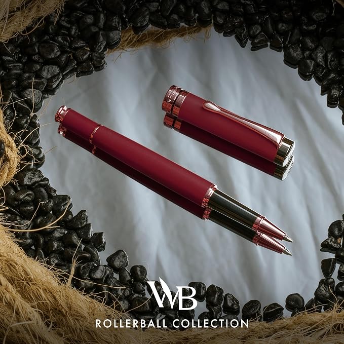 Wordsworth and Black Rollerball Pen-Stunning Luxury Pen Bamboo Violetwood Gold Finish, Refillable, Best Roller Ball Gift Set Pen for Men & Women, Ink Refill,Point Office Pens for Writing