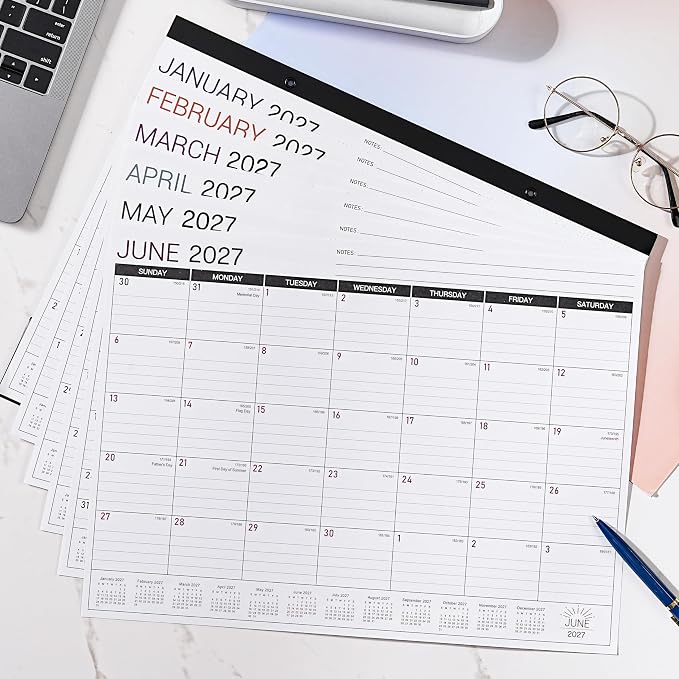 2027 Desk Calendar - Desk/Wall Calendar 2026-2027, Jul 2026 - Dec 2027, 26-27 Calendars 18 Month, Desk Calendars with Corner Protectors, Large Ruled Blocks, Thick Paper, Colorful, 14.6" x 11.5", Desktop Calendar for Daily Organizer
