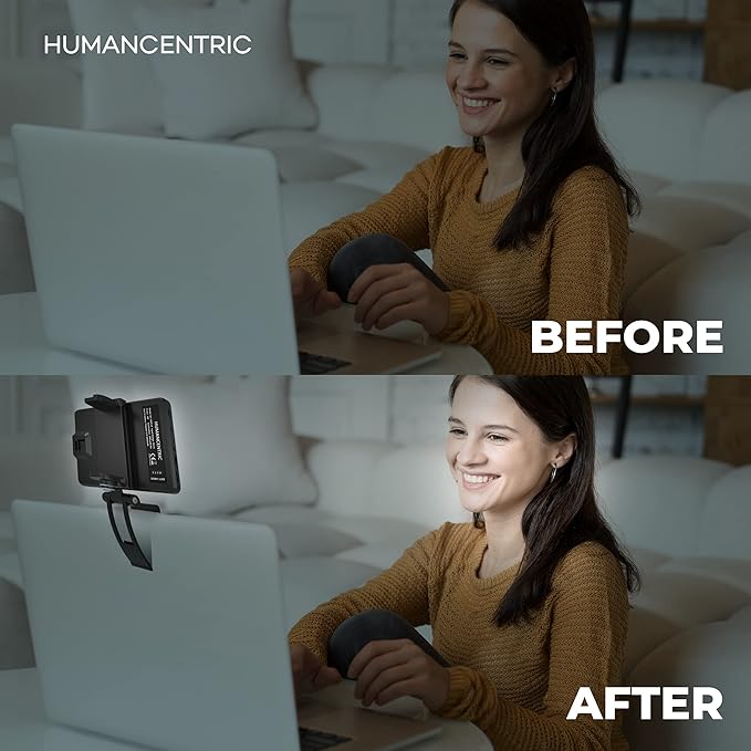 HumanCentric Video Conference Lighting Kit, Camera Light for Zoom Meetings, Streaming Video Face Light, Easy Setup for Remote Work, Computer Monitor or Laptop Light for Video Conferencing