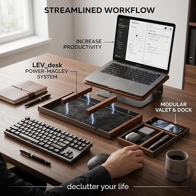 Magnetic Desk Organizer Tray — Your Order Freely Defined — Modular EDC Valet Tray for Desk & Drawer — Premium Modern Catch-All Tray for Office Workspace Home Décor & Tech Storage
