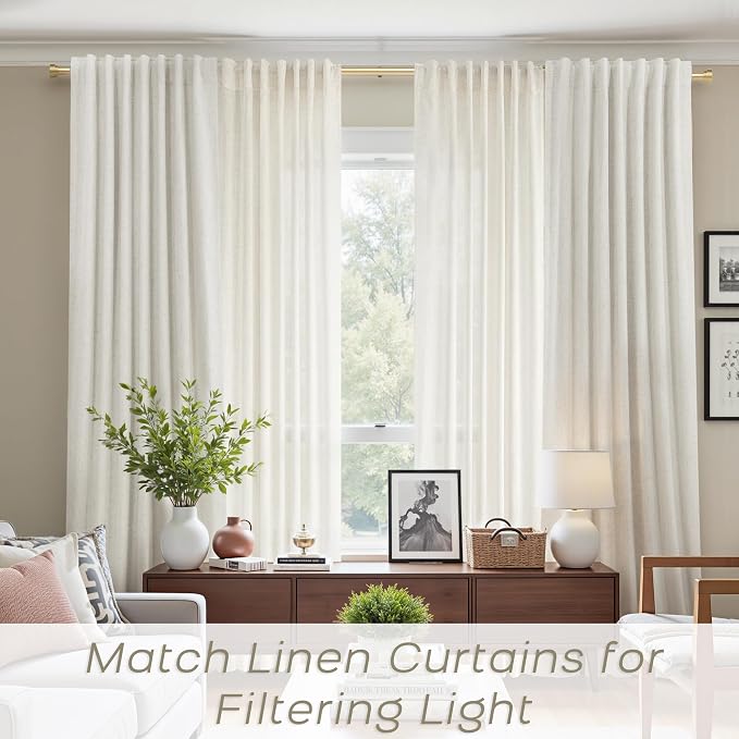 Linen Blackout Curtains Cream Black Out Curtain 84 Inch Long, Thermal Curtains for Summer Insulated,Modern Farmhouse Boho Chic Decor Neutral Cottage Core Darkening Curtains for Bedroom Living Room