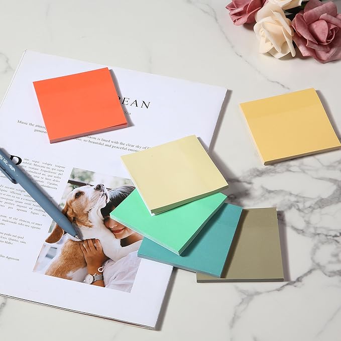 Mr. Pen- Sticky Notes, 3”x3”, 12 Pads, 600 Sheets, Retro Colors Sticky Notes 3x3, Stocky Notes for Bible Journaling