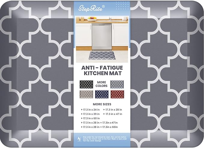 4/5 Inch Thick Kitchen Rugs, Kitchen Mat, Anti Fatigue Floor Mat, Waterproof Mats & Rugs, Heavy Duty PVC Ergonomic Comfort Standing Foam for Kitchen, Home, Office, Sink, Garage (24" x 17.3", Grey)