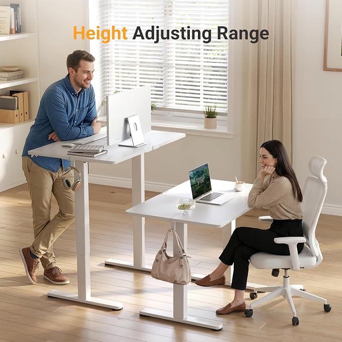 YDN Electric Standing Desk, 40 x 24 Inches Adjustable Height Stand up Desk with Cable Management, Home Office Desks with Splice Board & Frame, Warm White