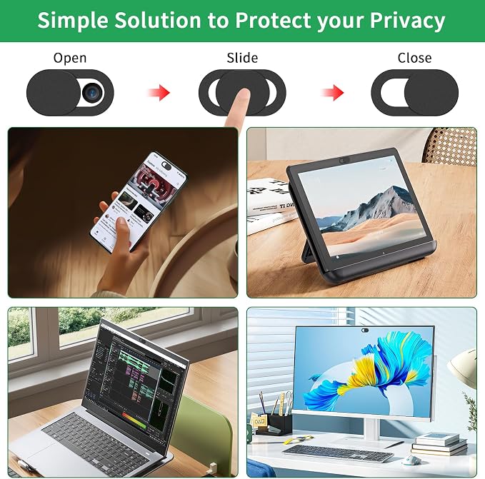 Laptop Camera Cover Slide, [10 Pack] Ultra-Thin Webcam Cover Compatible with Camera for MacBook,Laptop,PC,Computer,iMac,iPad. 0.022in Thick Web Blocker Protect Your Privacy and Security