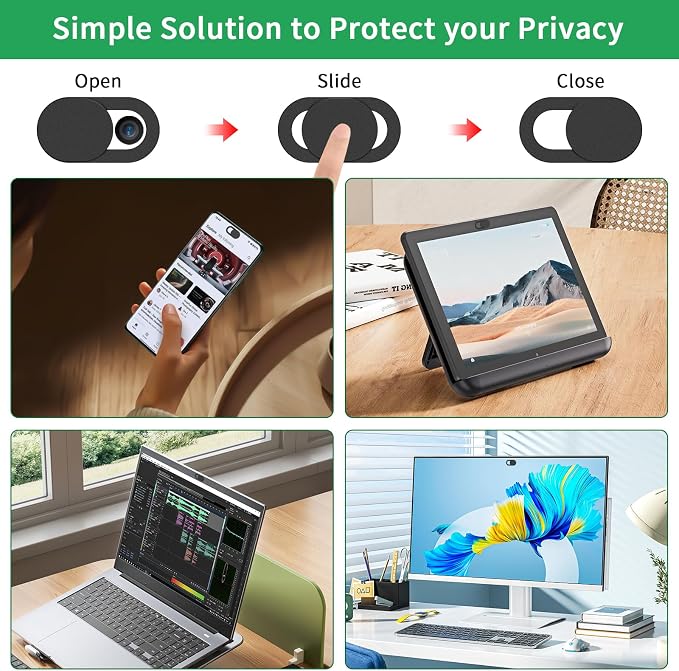 6 Pack Webcam Cover Slide Cover for iPhone iPad MacBook iMac Laptop PC, 0.03 inch Ultra Thin Web Camera Cover Blocker Slider Accessories for Privacy and Security (6 Pack)