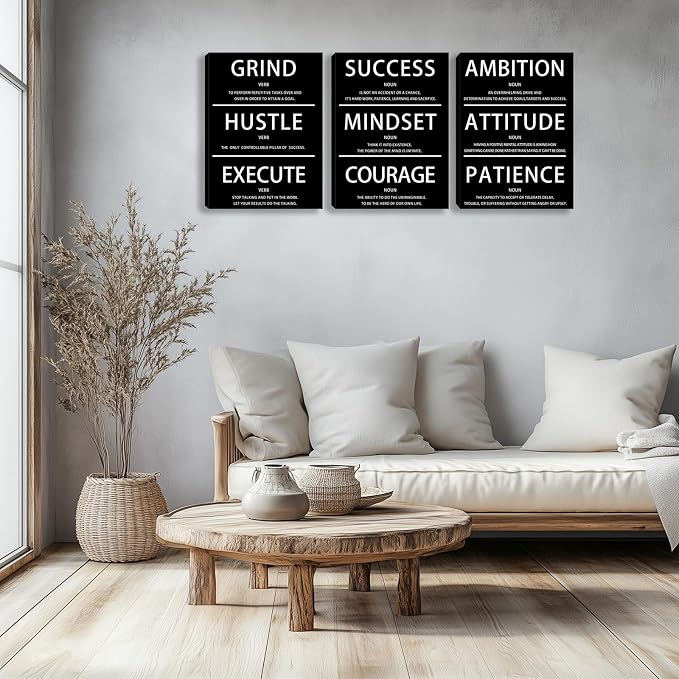Motivational Wall Decor Paintings Inspirational Office Wall Decor Posters Prints 3 Pieces Bedroom Decor Living Room Office Canvas Picture Wall Painting Home Decoration Framed Artwork (36''W x 16''H)