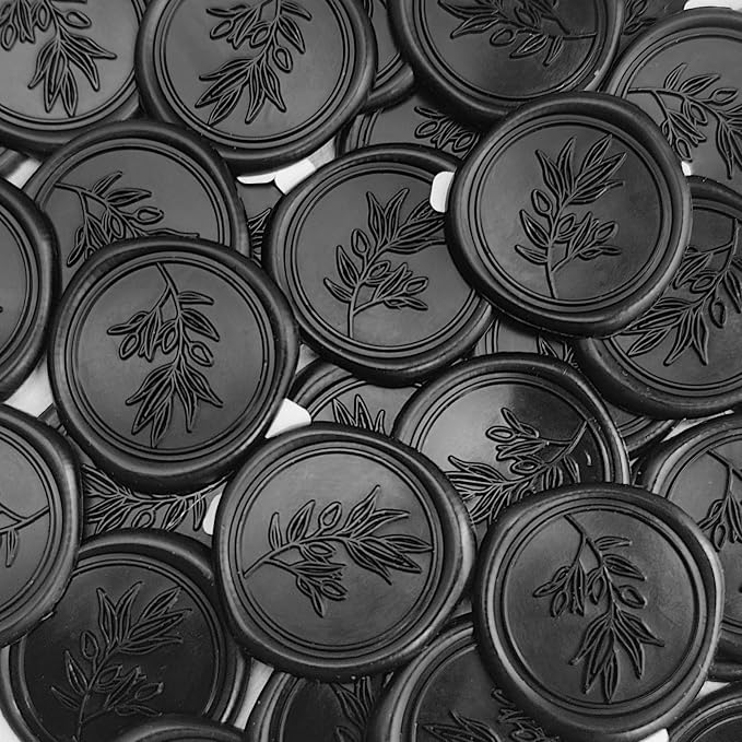 50Pcs Black Self-Adhesive Wax Seal Stickers - Wax Seal Perfect for Wedding Invitation or Envelope Good Adhesion and Easy to Use, Wedding Invitation Accessories