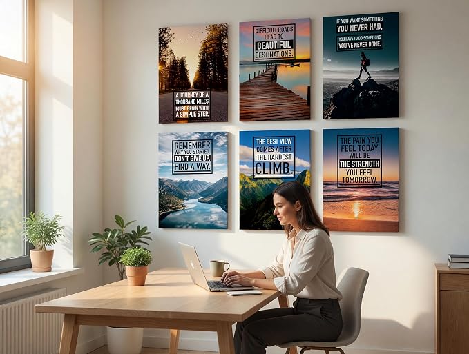 Throwback Traits Oversized 17x24 Motivational Posters Set of 6 - Unframed Large Colorful Wall Art Prints | Positive Affirmation Decor for Office, Living Room & Bedroom | Bold Statement