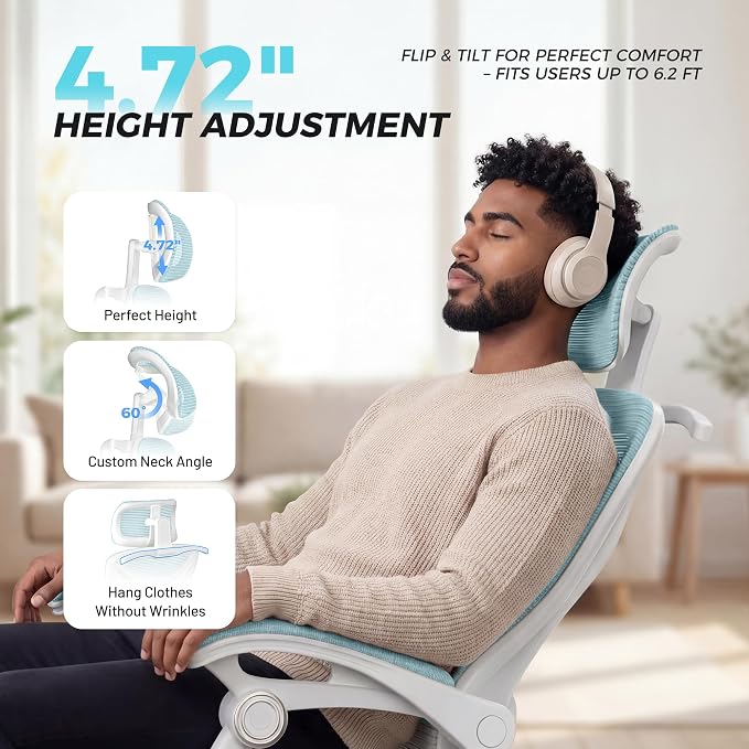 Ergonomic Office Chair with Footrest - Adjustable Lumbar Support & Headrest, 90-160° Reclining Mesh Back Computer Chair - Home Office/Gaming, 350lbs Capacity