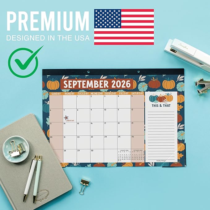 Hadley Designs Large Teacher Desk Calendar 2026-2027 - Desktop Calendar 2026, 18-Month Desk Calendars for Home, Office & Classroom, Cute Classroom Must Haves, Back to School Teacher Gifts