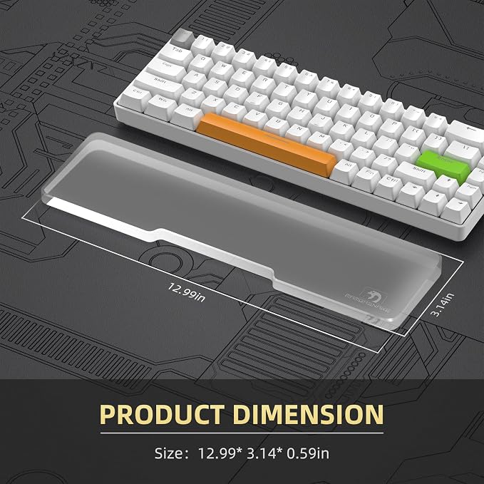 Acrylic Keyboard Wrist Rest - Compact 60% Keyboard- Mechanical Keyboards Ergonomic Palm Rest for Computer Keyboard,Anti-Slip Base,Wrist Pad for Laptop,Office & Home-Easy Typing