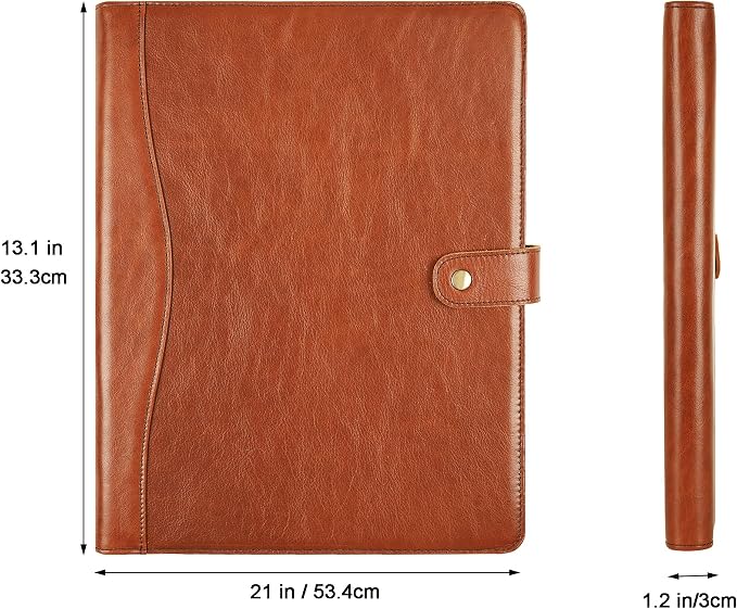 Personalized Leather Padfolio for Men - Business Portfolio with Clipboard, Legal Pad Folio Folder, A4 Letter Size Ideal Business and Corporate Gifts, Oil Brown
