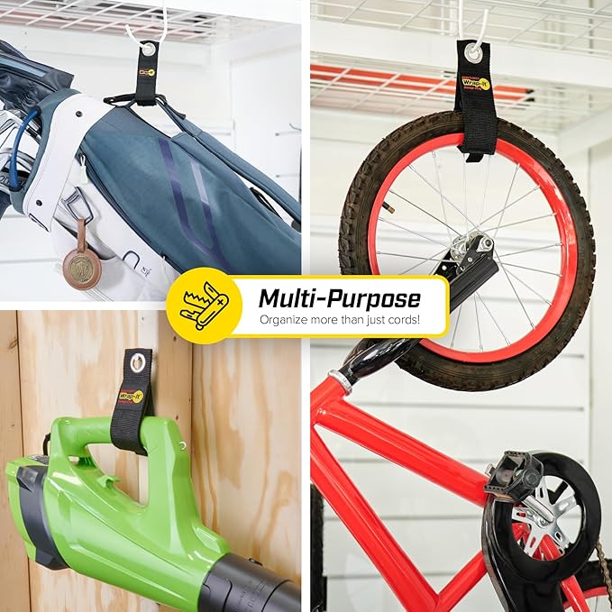 Heavy-Duty Wrap-It Storage Straps - Assorted 6-Pack - Garage Storage Extension Cord Organizer Cable Straps and Yard Cord Storage for Hose Organizer, Tools and RV Accessories
